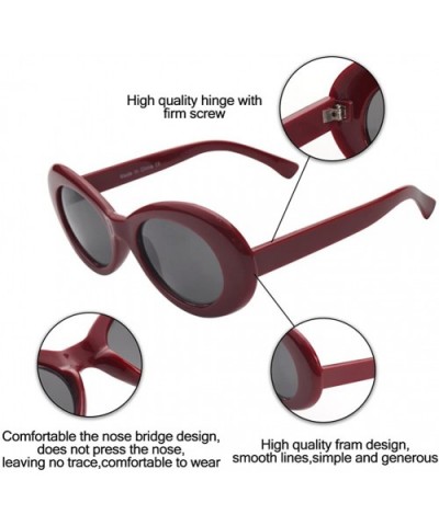 Women Retro Vintage Fashion Oval Round Clout Goggles Sunglasses - Maroon - Black 2 Pack - CI18K3R395S $9.25 Round