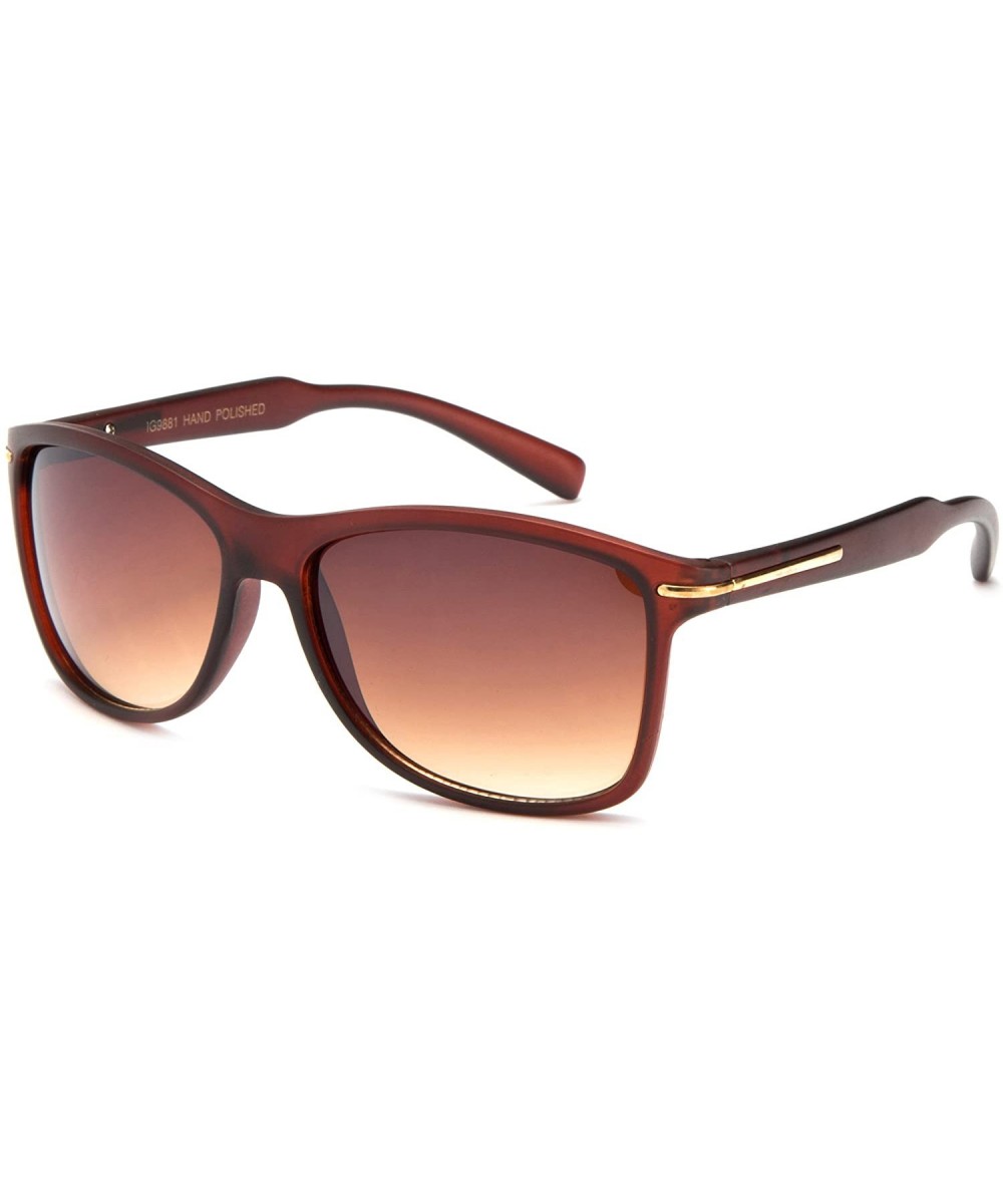 Mens Round Frame Sleek Flash Lenses Fashion Sunglasses Simple Fit - Brown - CI127QJC2KZ $8.52 Round