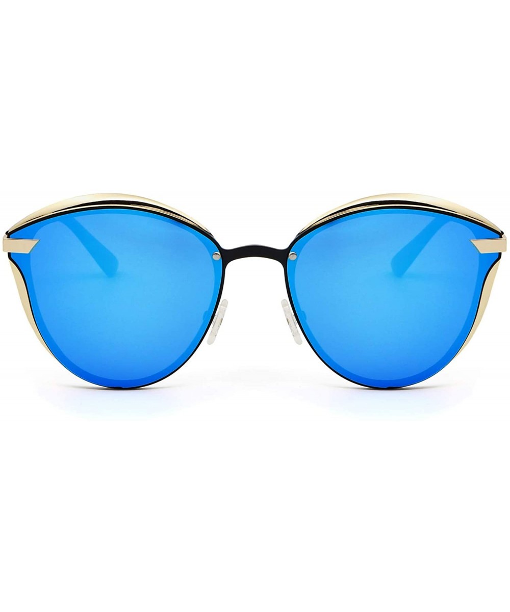 Semi Rimless Retro Polarized Sunglasses for Women Men Classic Vintage Designer Sun Glasses - CM18GSTHTDG $9.03 Rimless