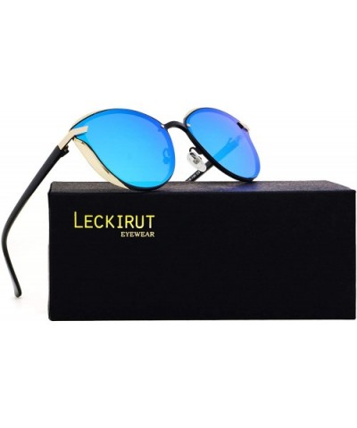 Semi Rimless Retro Polarized Sunglasses for Women Men Classic Vintage Designer Sun Glasses - CM18GSTHTDG $9.03 Rimless