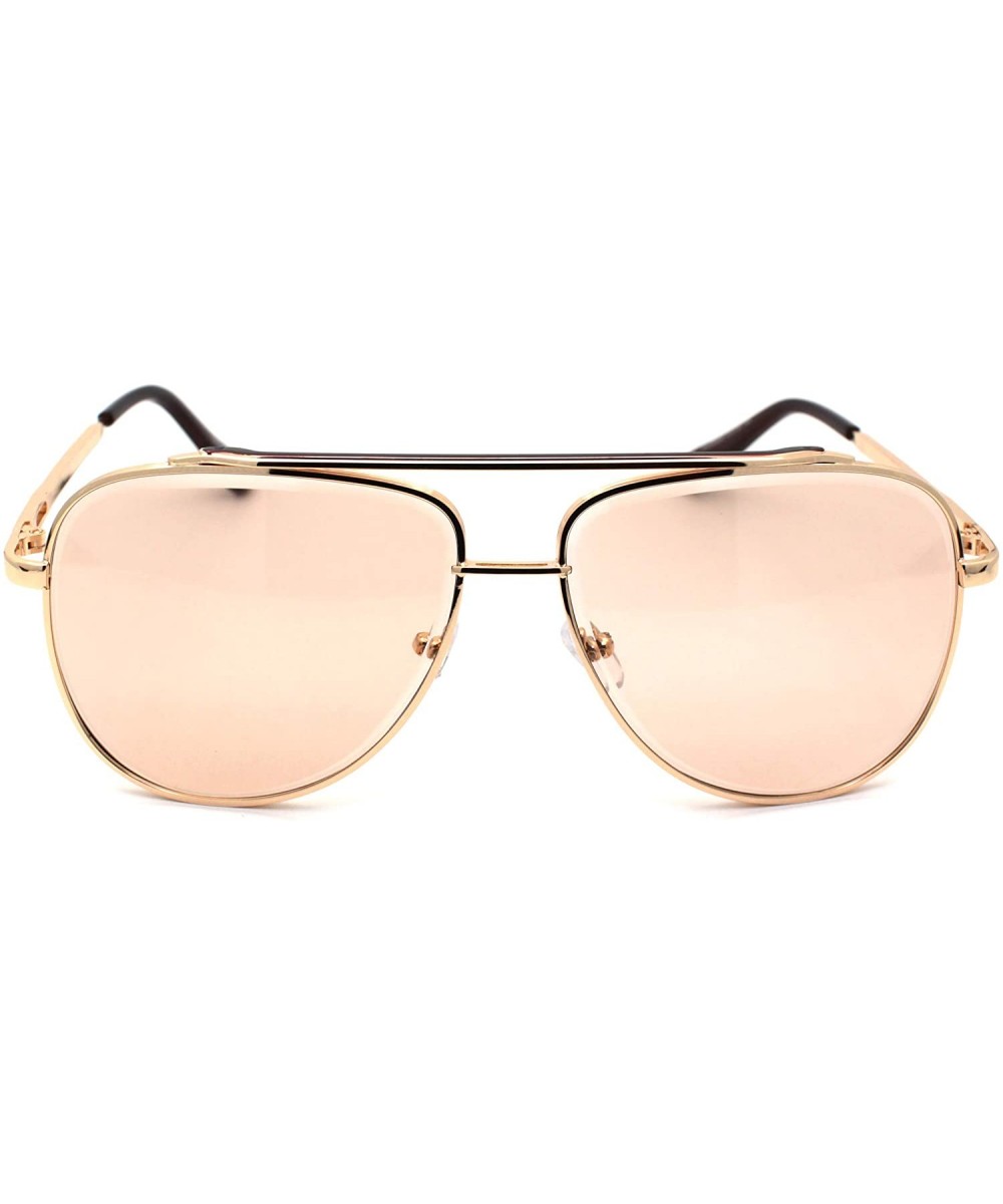 Mafia Classic Retro Double Bridge Beveled Lens Officer Sunglasses - Gold Light Brown - CT190QSXRTN $10.93 Oversized