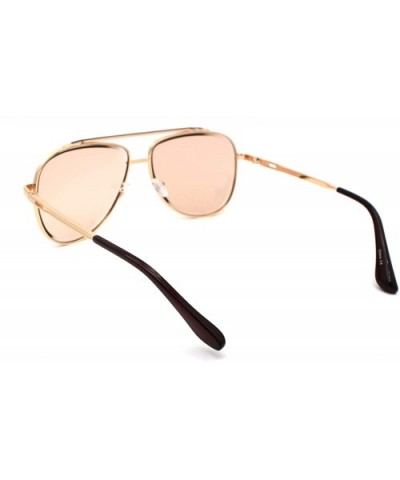 Mafia Classic Retro Double Bridge Beveled Lens Officer Sunglasses - Gold Light Brown - CT190QSXRTN $10.93 Oversized