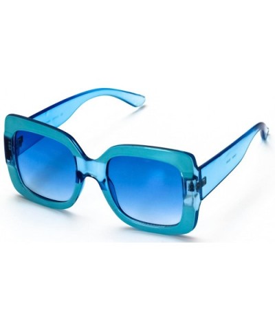 Oversized Square Cute Luxury Sunglasses Gradient Lens Vintage Women Fashion Glasses - Blue - CH18D46MW3C $7.74 Square