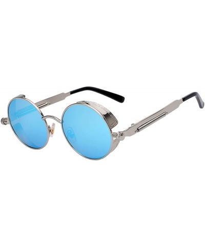 Steampunk Retro Gothic Vintage Colored Metal Round Circle Frame Sunglasses Colored Lens - CF186THXHX9 $9.69 Round