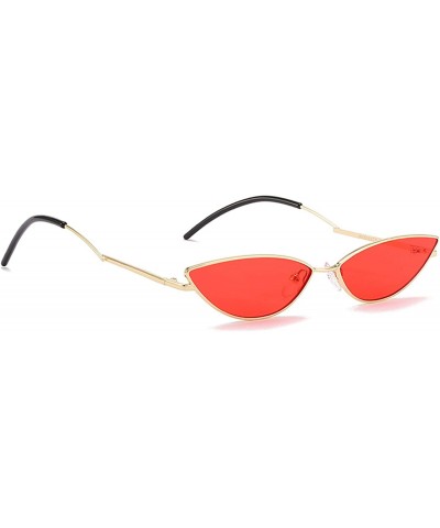 Classic Retro Designer Style Cat's Eye Sunglasses for Women metal AC UV 400 Protection Sunglasses - Gold Red - CG18SZT6A0T $1...