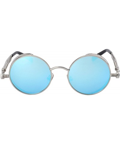 Steampunk Retro Gothic Vintage Colored Metal Round Circle Frame Sunglasses Colored Lens - CF186THXHX9 $9.69 Round