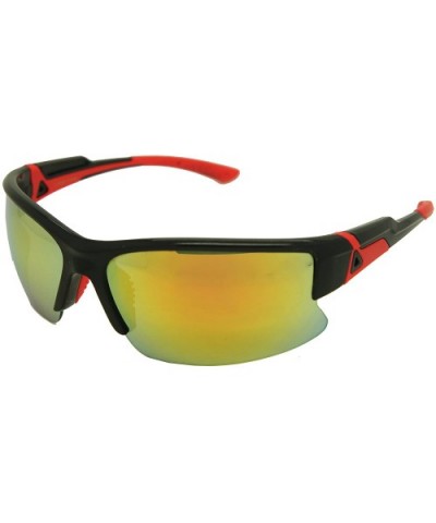 Double Injection Sunglasses SPORTS - 2762 Shiny Black Red / Red Yellow Mirror - CP12HTW9B03 $11.67 Rectangular