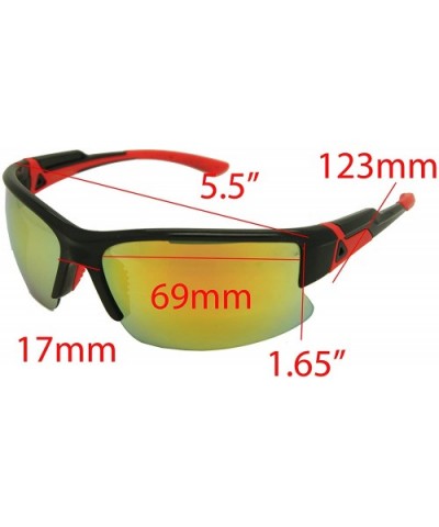 Double Injection Sunglasses SPORTS - 2762 Shiny Black Red / Red Yellow Mirror - CP12HTW9B03 $11.67 Rectangular