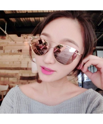 Cat Eye Vintage Rose Gold Mirror Sunglasses Women Metal Reflective Flat Lens Sun Glasses 2018 - Silver Cherry Red - C5197Y6CW...