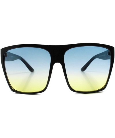 Large Oversized Swag Hip Hop Rapper DJ Gangster Lens Sunglasses - Black & Blue & Yellow - C918SZ5GHL2 $7.39 Square