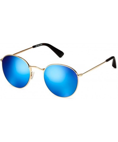 Icon - Round Women's & Men's Sunglasses - 50 mm - Gold / Bondi Blue - C418DK3QKXQ $47.93 Round