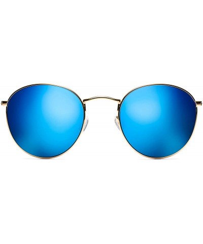 Icon - Round Women's & Men's Sunglasses - 50 mm - Gold / Bondi Blue - C418DK3QKXQ $47.93 Round