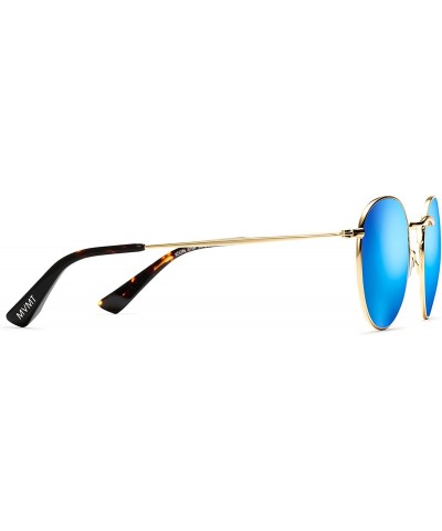 Icon - Round Women's & Men's Sunglasses - 50 mm - Gold / Bondi Blue - C418DK3QKXQ $47.93 Round