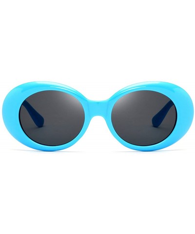 Futuristic Oxeye Oval Bold Frame Sunglasses - Blue - CC183D48G3W $5.55 Round