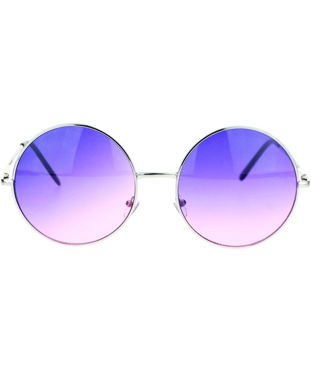 Hippie Retro Groovy Gradient Oversize Circle Lens Round Lennon Sunglasses - Purple - C911S69T3IT $9.35 Round
