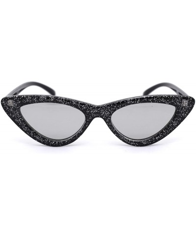 Womens Mirrored Retro Mod Gothic Cat Eye Plastic Sunglasses - Black Glitter Silver Mirror - CB18WSG4O40 $9.36 Cat Eye