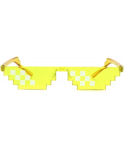 Nerdy Gamer Pixel Shape Narrow Plastic Funky Sunglasses - Yellow 6 Square - C418I62HR6G $6.75 Rectangular