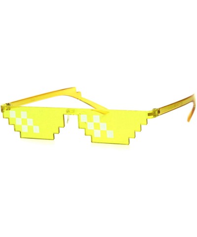 Nerdy Gamer Pixel Shape Narrow Plastic Funky Sunglasses - Yellow 6 Square - C418I62HR6G $6.75 Rectangular