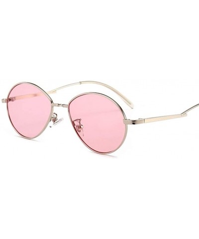 Women Candy Colors Small Oval Sunglasses Metal Frame Female Sun Glasses Clear Pink Lens Shades UV400 - C31999GQC89 $9.39 Oval