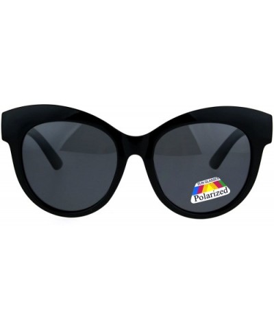 Antiglare Polarized Oversize Thick Plastic Cat Eye Diva Sunglasses - All Black - CZ182I2XSQ9 $7.15 Cat Eye