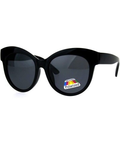 Antiglare Polarized Oversize Thick Plastic Cat Eye Diva Sunglasses - All Black - CZ182I2XSQ9 $7.15 Cat Eye