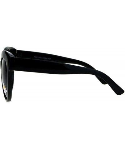 Antiglare Polarized Oversize Thick Plastic Cat Eye Diva Sunglasses - All Black - CZ182I2XSQ9 $7.15 Cat Eye