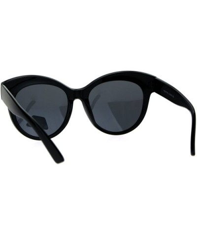 Antiglare Polarized Oversize Thick Plastic Cat Eye Diva Sunglasses - All Black - CZ182I2XSQ9 $7.15 Cat Eye