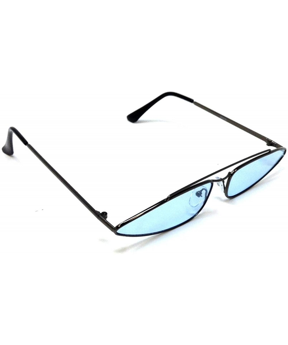 Slim Geometric Inverted Triangle Metal Wire Frame Sunglasses - Gunmetal Frame - CF18UMHLDS8 $6.35 Oval