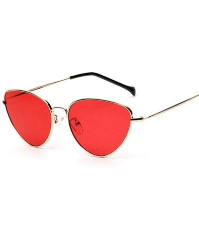 Trendy Tinted Color Vintage Shaped Sun Glasses Famle Drop Shaped Ocean Cat Red - Black - C818YLZGHRN $7.49 Aviator