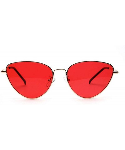 Trendy Tinted Color Vintage Shaped Sun Glasses Famle Drop Shaped Ocean Cat Red - Black - C818YLZGHRN $7.49 Aviator