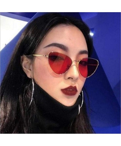 Trendy Tinted Color Vintage Shaped Sun Glasses Famle Drop Shaped Ocean Cat Red - Black - C818YLZGHRN $7.49 Aviator