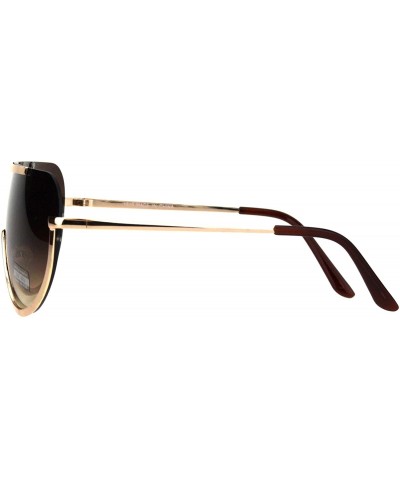 Futuristic Robotic Shield Exposed Lens Metal Rim Gradient Lens Sunglasses - Gold Brown - CX18HLRCTKU $10.23 Shield