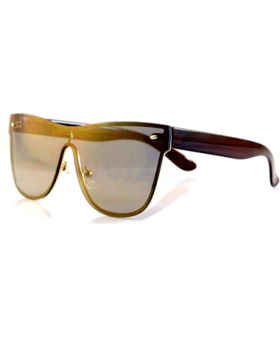 Unisex Futuristic Rimless Flat Lens Sunglasses Flash Mirror Smoke Lens A023 - Gold Revo - C0189WHRK3D $9.98 Rimless