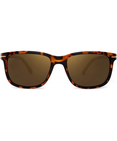 Retro Polarized Sunglasses Classic Square Driving Eyeglasses Men Women - Tortoise / Ploarized Gold - CL18EEDCADU $13.89 Square