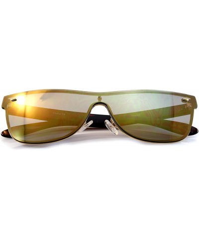 Unisex Futuristic Rimless Flat Lens Sunglasses Flash Mirror Smoke Lens A023 - Gold Revo - C0189WHRK3D $9.98 Rimless