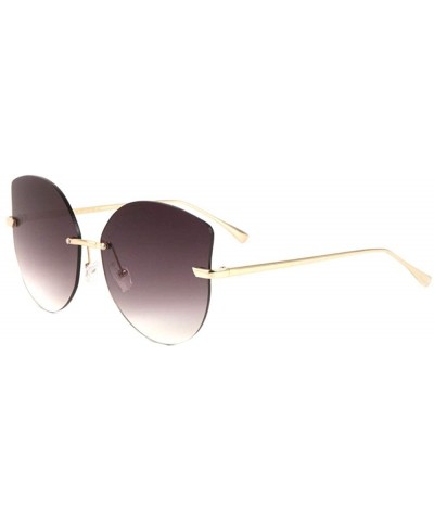 Rimless Oversized Butterfly Color Mirror Sunglasses - Smoke - CS1993XT8U2 $12.50 Butterfly