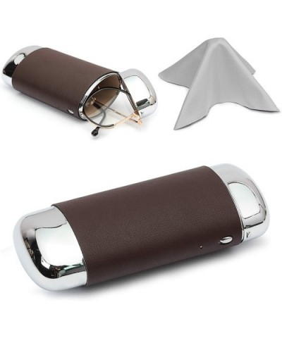 Metal Eyeglasses Case Replaceable Leather Reading Glasses Case - Dark Brown - CY18YL87K9M $16.84 Aviator