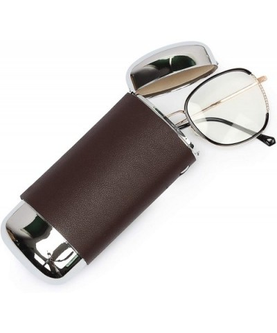 Metal Eyeglasses Case Replaceable Leather Reading Glasses Case - Dark Brown - CY18YL87K9M $16.84 Aviator