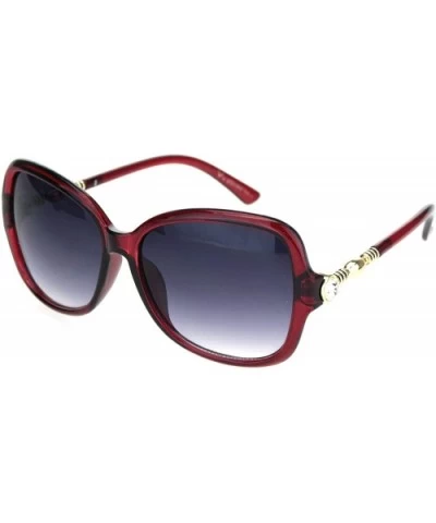 Womens Large Rhinestone Hinge Gradient Lens Butterfly Plastic Sunglasses - Burgundy Gold Smoke - CA18OQTG7ST $9.50 Oversized