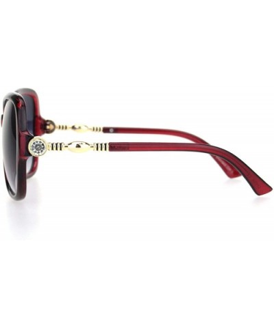 Womens Large Rhinestone Hinge Gradient Lens Butterfly Plastic Sunglasses - Burgundy Gold Smoke - CA18OQTG7ST $9.50 Oversized