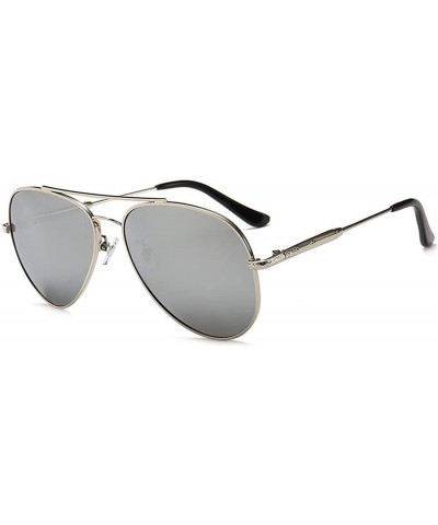 Classic Style Men Women Aviator Sunglasses Polarized Metal Mirror - Silver - CK18K3DSDDL $9.87 Aviator