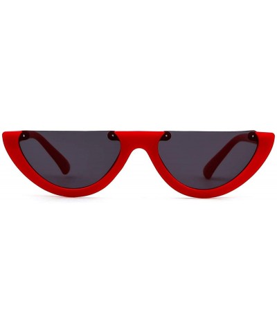 Clout Goggles Cat Eye Sunglasses Half Frame Vintage Mod Style Retro Kurt Cobain Eyewear - Red - CQ18E3DD379 $6.35 Cat Eye