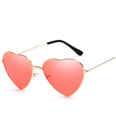 Heart Shaped Sunglasses Women Fashion LOVE Clear Ocean Lenses Pink Sun Glasses Oculos UV400 - Red - CA197Y6Y6AQ $15.11 Round
