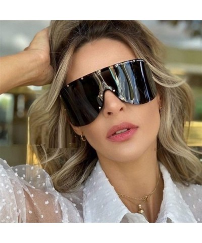 Women's Star Oversize Square Sunglasses Men One Piece Mask Sun Glasses For Female Shield Shades Goggle UV400 - CL1902WSH3H $8...