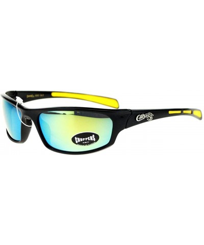Mens Sunglasses Sports Biker Fashion Oval Wrap Around Frame - Black Yellow - C811ZZJUX69 $7.88 Sport