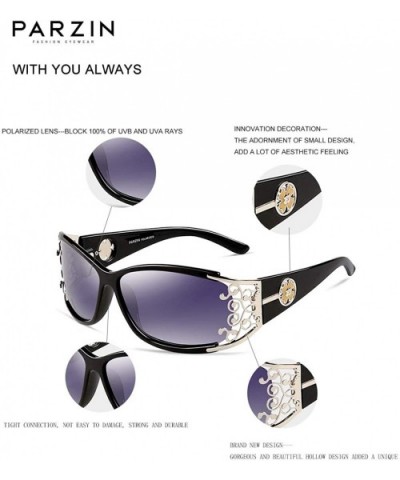 Luxury Brand Polarized Sunglasses for Women Hollow Carved Lace Frame Design Ladies Shades PZ9218 - Black Silver - CQ194ISI4D7...
