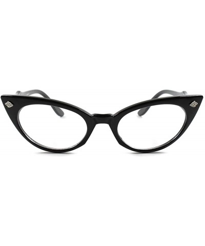 70s Retro Fancy Womens Sexy Hot Clear Lens Cat Eye Stylish Vintage Glasses - Black 1 - CK18X60DGQ7 $7.79 Cat Eye