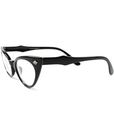 70s Retro Fancy Womens Sexy Hot Clear Lens Cat Eye Stylish Vintage Glasses - Black 1 - CK18X60DGQ7 $7.79 Cat Eye