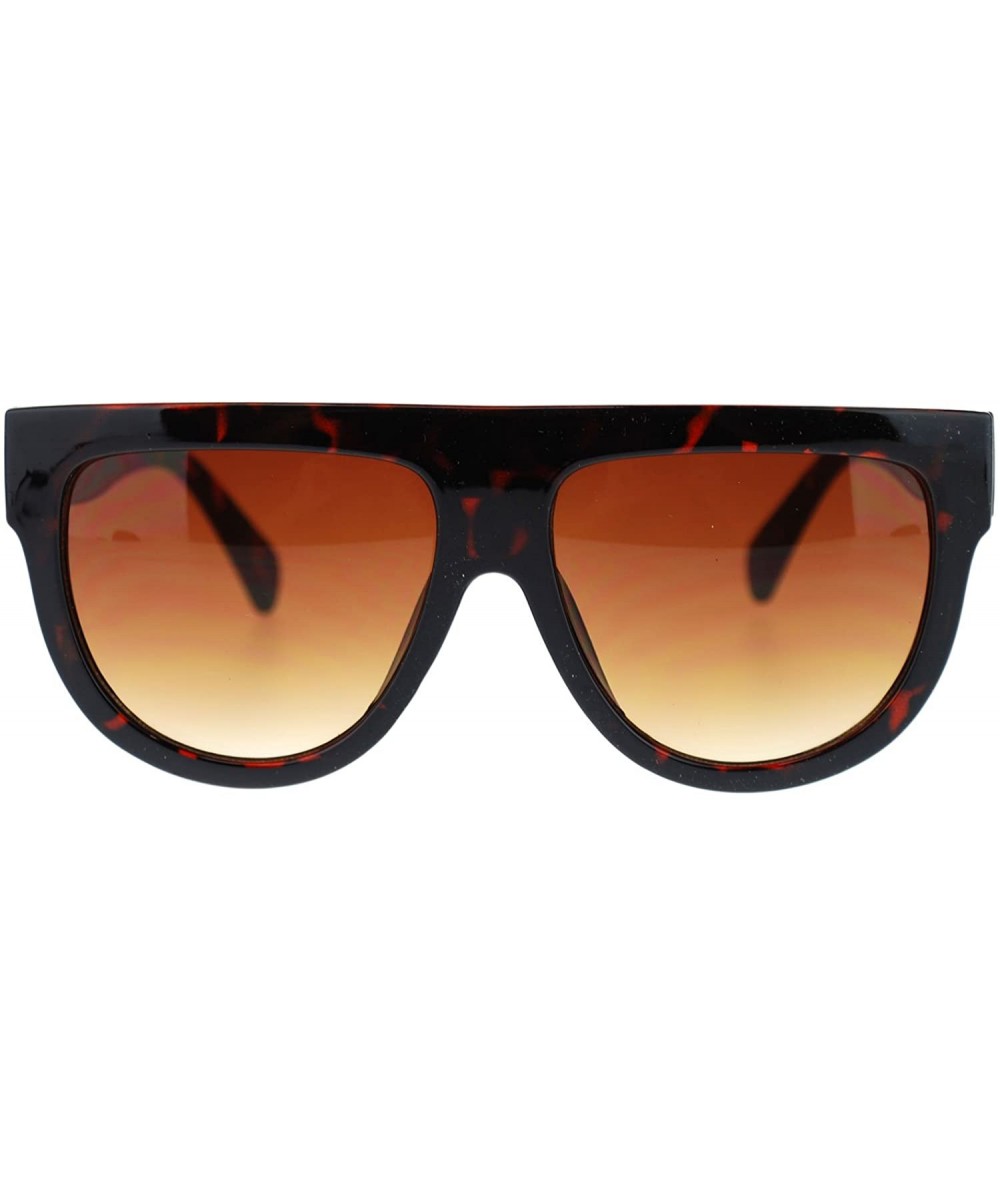 Flat Top Oversized Sunglasses Retro Modern Trendy Fashion - Tortoise - CZ11NQ67JCJ $5.00 Square