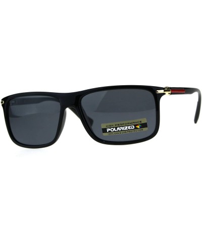 Polarized Antiglare Mens Luxury Designer Fashion Mod Sunglasses - Shiny Black - CG18C53NN5M $11.68 Rectangular